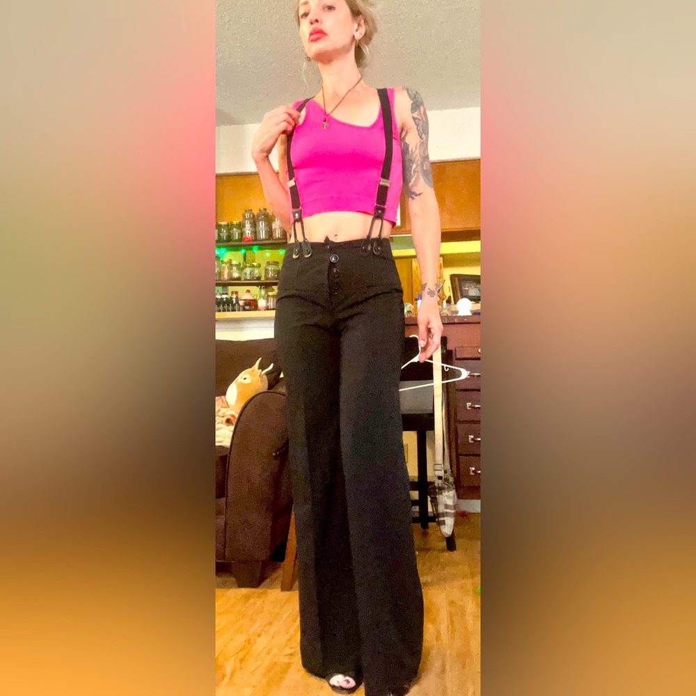 Black high-waisted suspender pants, size 1 🖤